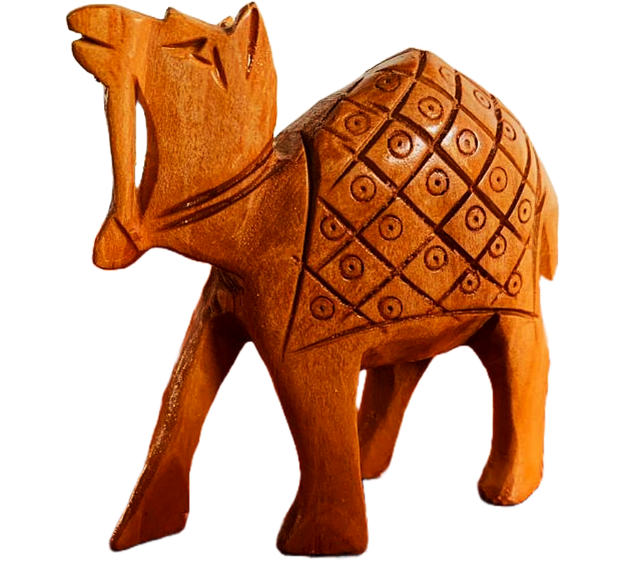 Wooden Camel w/ Carving Home Decor Showpiece