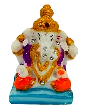 Beautiful n Colorful Fiber Very Small Ganesh Statue - 2.75" # 2 Beautiful n Colorful Fiber Very Small Ganesh Statue - 2.75" # 2