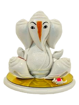 Beautiful n Colorful Fiber Medium Abstract Ganesh Statue - 6.75" # 67