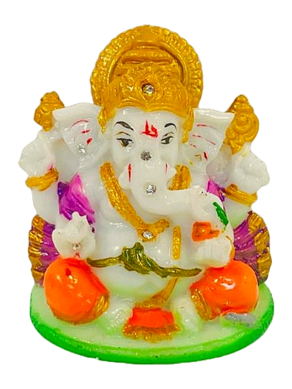 Beautiful n Colorful Fiber Very Small Ganesh Statue - 3" # 5