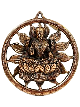 Black Metal Antique Wall Hanging Decor of Goddess Laxmi Mata - 9" Black Metal Antique Wall Hanging Decor of Goddess Laxmi Mata - 9"
