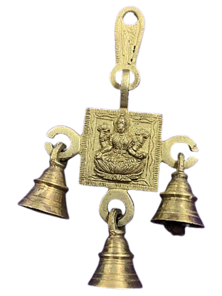 Brass Made Antique Wall Hanging Decor of Lakshmi's With Bells Brass Made Antique Wall Hanging Decor of Lakshmi's With Bells