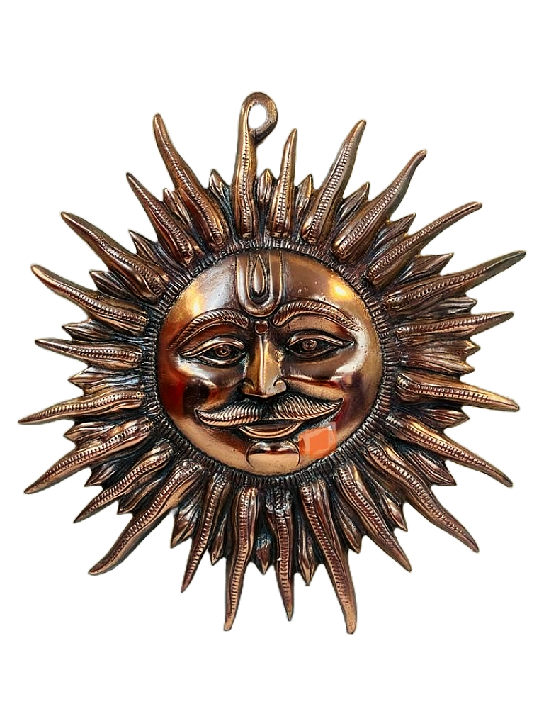 Black Metal Antique Wall Hanging Decor of Sun / Surya - 13.75" # 2