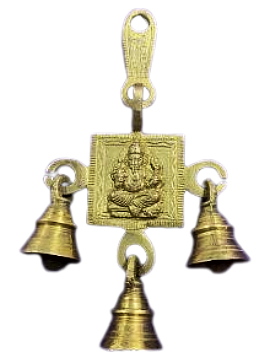 Brass Made Antique Wall Hanging Decor of Ganeshji With Bells Brass Made Antique Wall Hanging Decor of Ganeshji With Bells