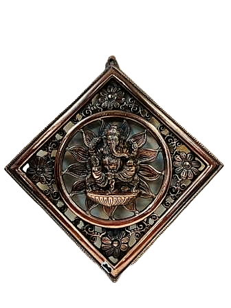 Black Metal Antique Wall Hanging Decor of Ganeshji in Frame - 16" # 4 Black Metal Antique Wall Hanging Decor of Ganeshji in Frame - 16" # 4