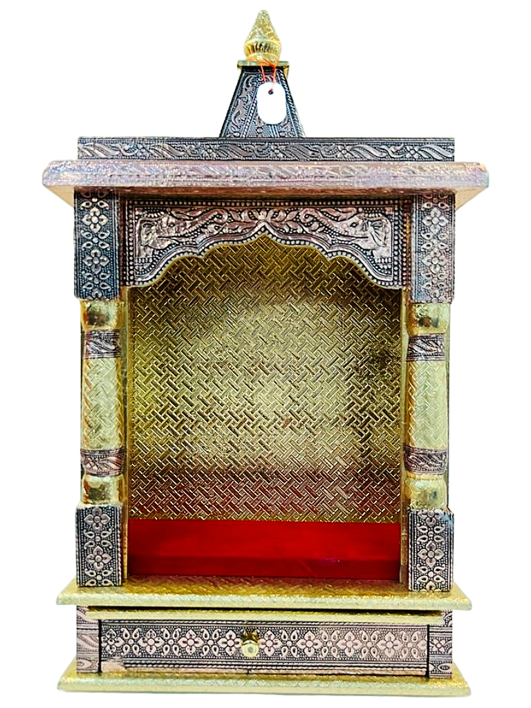 Traditional Aluminium Oxi. & Golden Plated Temple W/ Cushion (Open)- 21" Traditional Aluminium Oxi. & Golden Plated Temple W/ Cushion (Open)- 21"