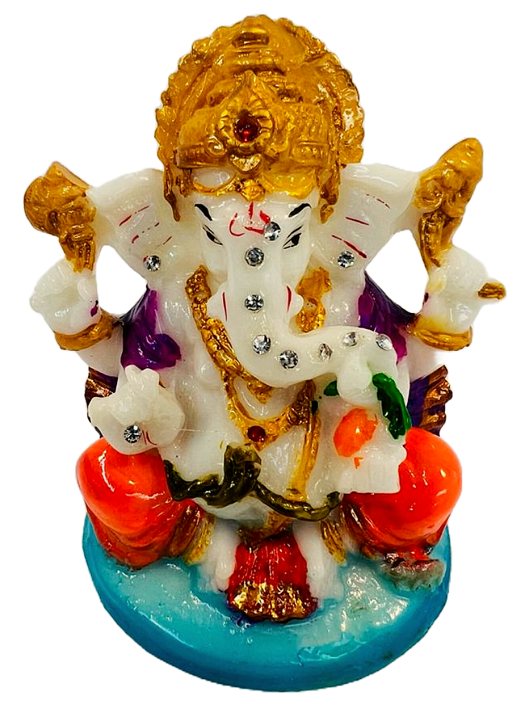 Beautiful n Colorful Fiber Very Small Ganesh Statue - 3.5" # 9 Beautiful n Colorful Fiber Very Small Ganesh Statue - 3.5" # 9