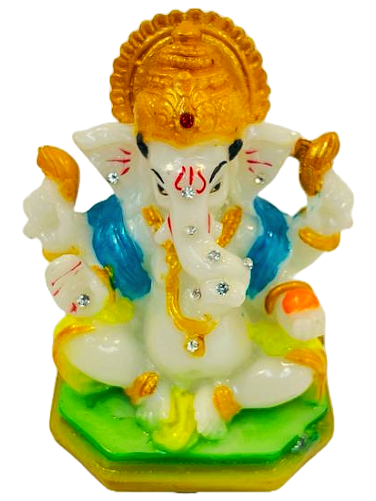 Beautiful n Colorful Fiber Very Small Ganesh Statue - 4" # 13 Beautiful n Colorful Fiber Very Small Ganesh Statue - 4" # 13