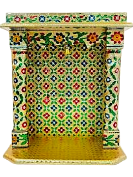 Traditional Golden Meenakari Plated Temple (Open) Medium - 14" Traditional Golden Meenakari Plated Temple (Open) Medium - 14"