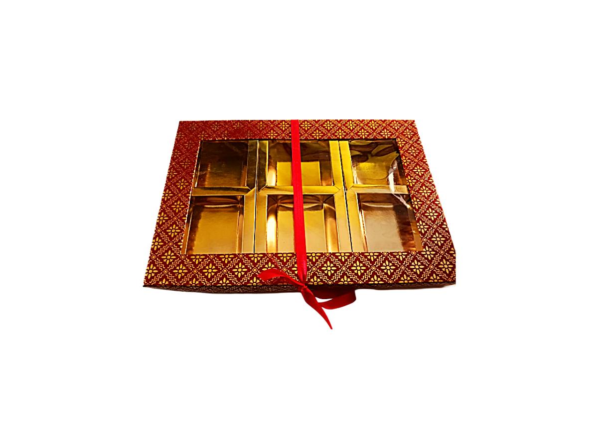 24 Pcs Decorative Empty DryFruit Boxes - 6 Compartment (Red/Gold) 24 Pcs Decorative Empty DryFruit Boxes - 6 Compartment (Red/Gold)