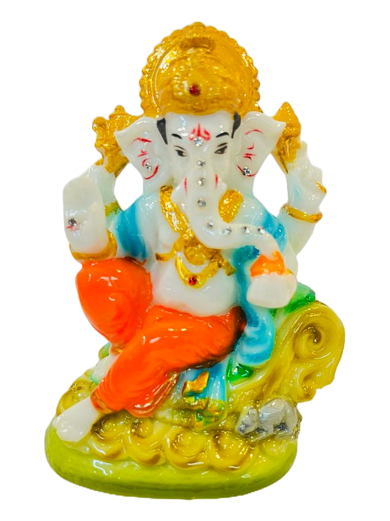 Beautiful n Colorful Fiber Medium Ganesh Statue - 6.25" # 47 Beautiful n Colorful Fiber Medium Ganesh Statue - 6.25" # 47