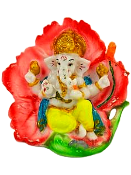 Beautiful n Colorful Fiber Small Ganesh Statue - 4" # 20