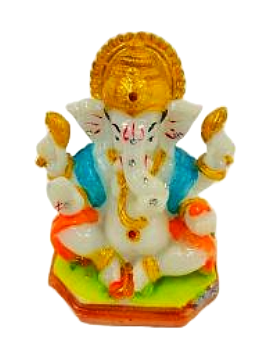 Beautiful n Colorful Fiber Very Small Ganesh Statue - 3.5" # 8