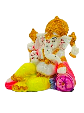 Beautiful n Colorful Fiber Small Ganesh Statue - 4.5" # 27