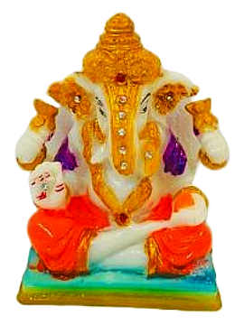 Beautiful n Colorful Fiber Very Small Ganesh Statue - 4" # 12
