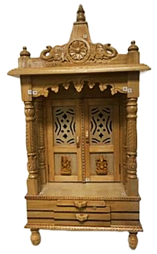 Sevan Wood White Teak Exquisite Mandir In 3 Sizes - 14", 18" & 21"