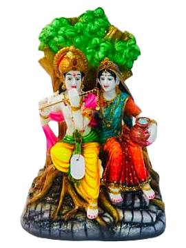 Beautiful n Colorful Fiber Statue of Radha Krishna Under The Tree - 14.5" Beautiful n Colorful Fiber Statue of Radha Krishna Under The Tree - 14.5"