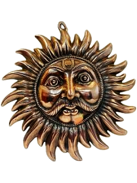 Black Metal Antique Wall Hanging Decor of Sun / Surya - 12" # 1