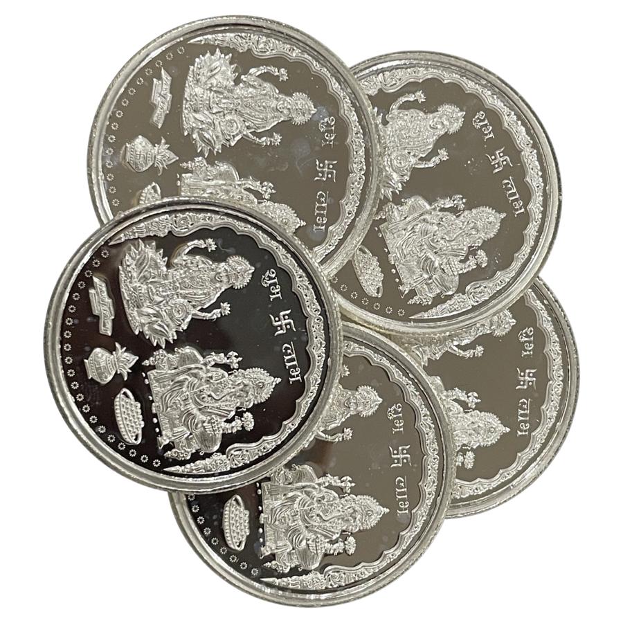 Ganesh Lakshmi/Laxmi Pure Silver(999) 20 Gram Coin (Pack Of 5 Coins) Ganesh Lakshmi/Laxmi Pure Silver(999) 20 Gram Coin (Pack Of 5 Coins)