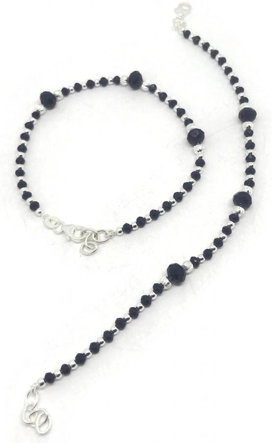 925 Sterling Silver New Born / Toddler Kids Black Beads Najariya - Style#02 925 Sterling Silver New Born / Toddler Kids Black Beads Najariya - Style#02