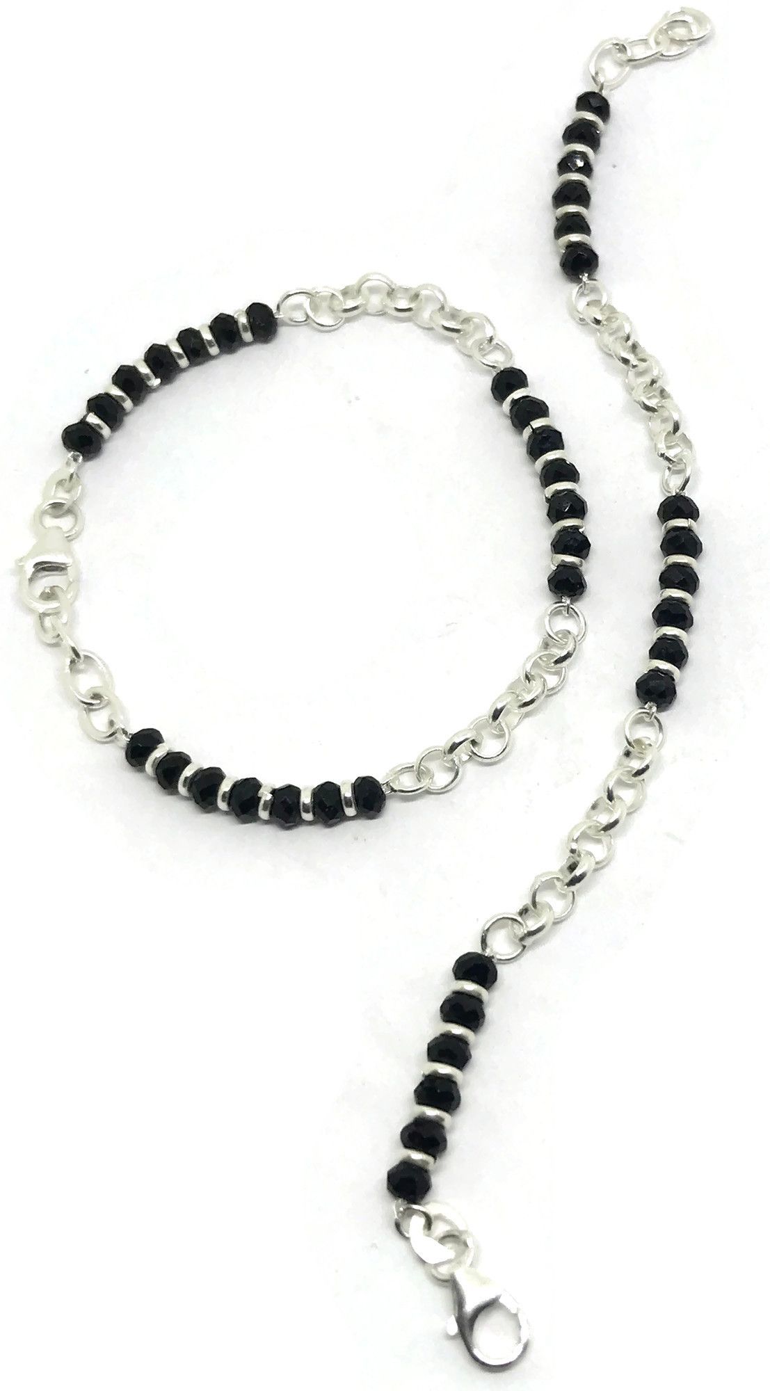 925 Sterling Silver New Born / Toddler Kids Black Beads Najariya - Style#06