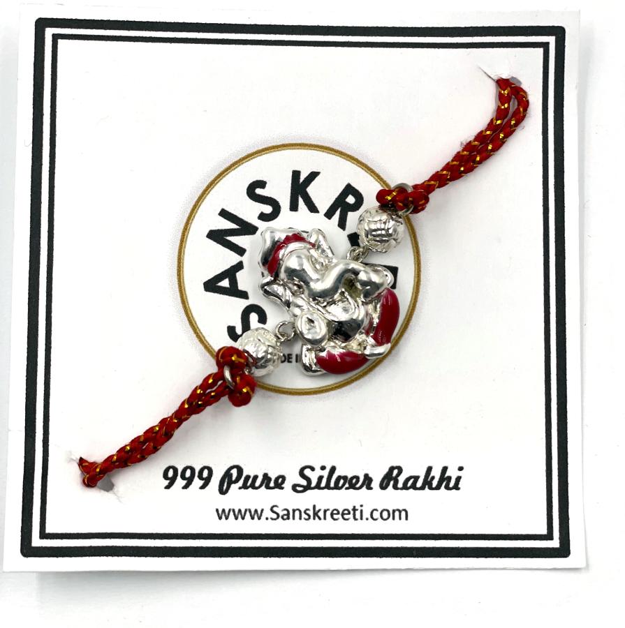 999 Pure Silver Ganesha Rakhi #01