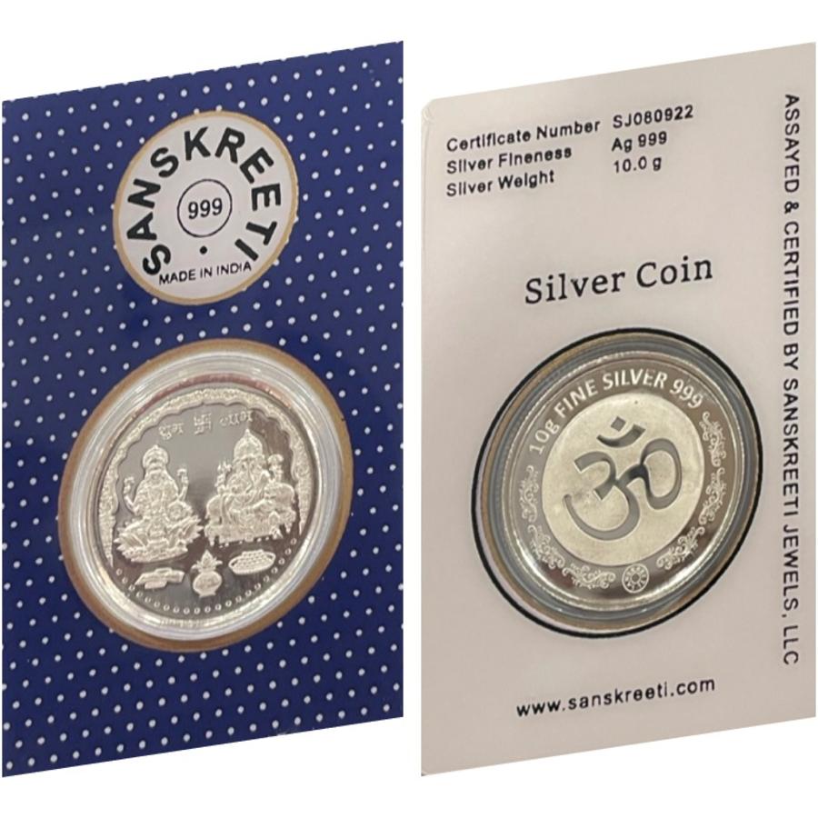 999 Pure Silver Ganesha Lakshmi / Laxmi 10 Grams Sealed Coin 999 Pure Silver Ganesha Lakshmi / Laxmi 10 Grams Sealed Coin