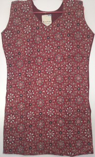 Beautiful Beadwork Red Sleeveless Cotton Top