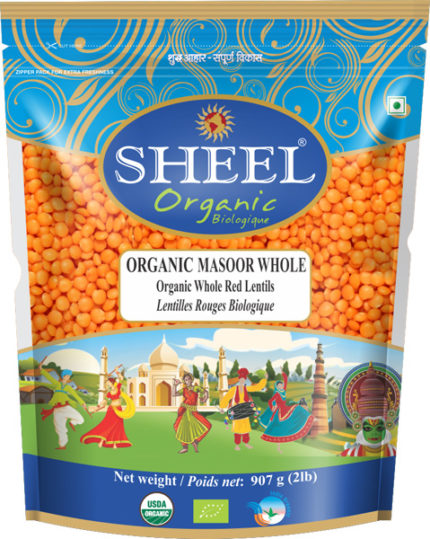 Sheel Organic Red Whole Lentil Without Husk (Masoor Gota) - 2lbs