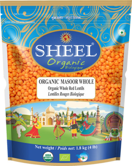 Sheel Organic Red Whole Lentil Without Husk (Masoor Gota) - 4 lbs