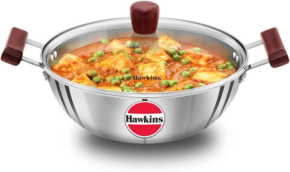 HAWKINS Tri-Ply Stainless Steel Induction Compatible Deep Kadhai 4 Liters