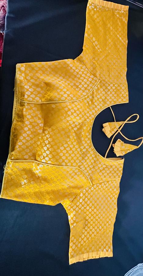 Khatan Banarasi Readymade Saree Blouse (Mango Yellow)