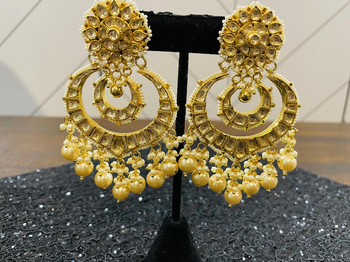 Copper Kundan Chandbali Earrings at Rs 550/pair in Thane | ID: 24231626091