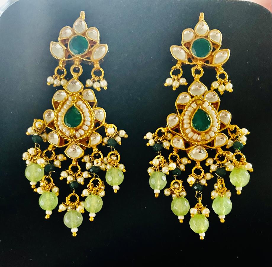 Huda Kundan Earrings - Kuvar Jewels