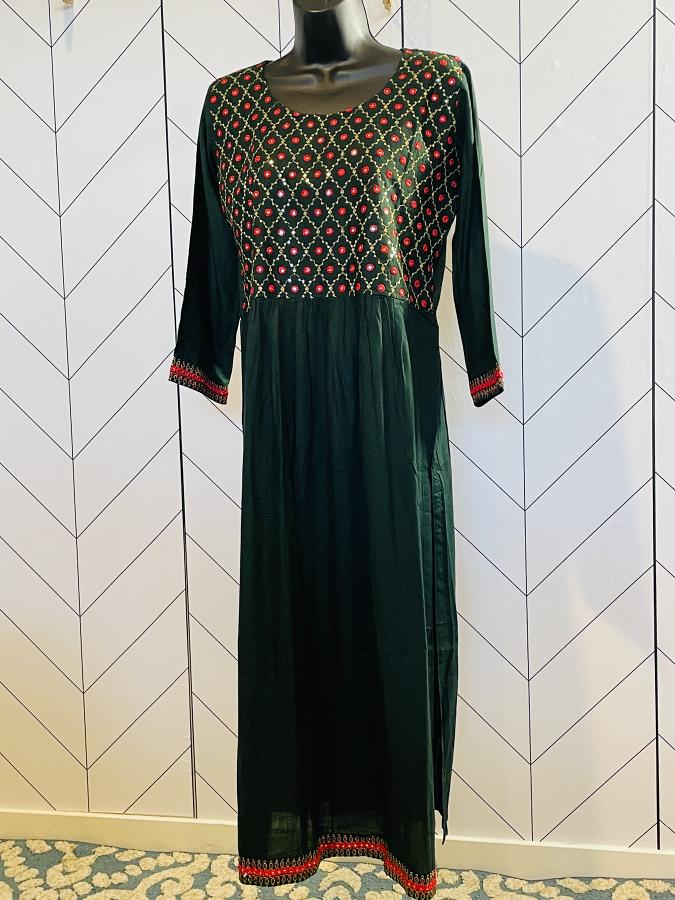 Indian Designer Soft Cotton Mirror Work Kurti (Size M)