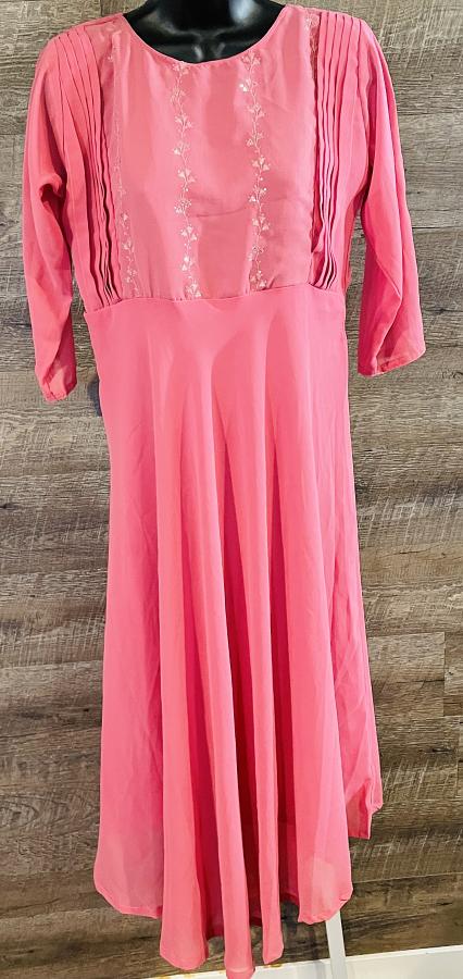 Pure Georgette Embroidery Work Dress (L)