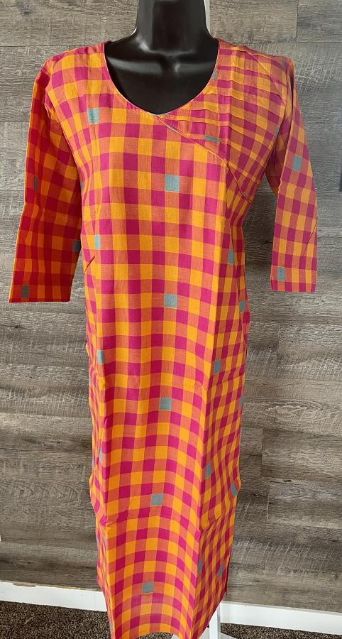 Traditional Indian Pure Designer Khadi Cotton Kurti Tunic (XL) Traditional Indian Pure Designer Khadi Cotton Kurti Tunic (XL)