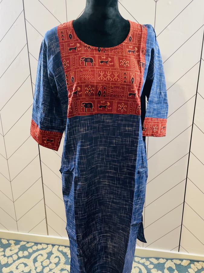Blue Pure Cotton Kurti Tunic 