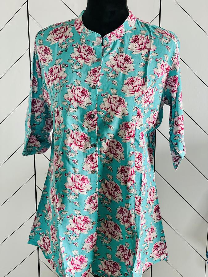 Bright Princess cut Soft Cotton Short Kurti (Liva Certified)