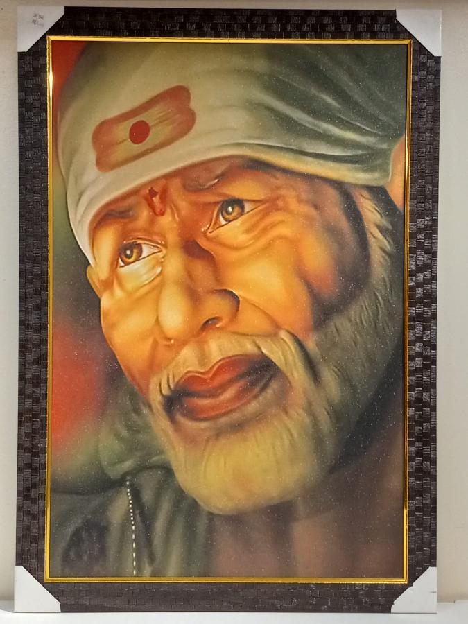 Beautiful Wooden Framed Canvas Print Picture of Sai Baba # 6 - 23 x 33"