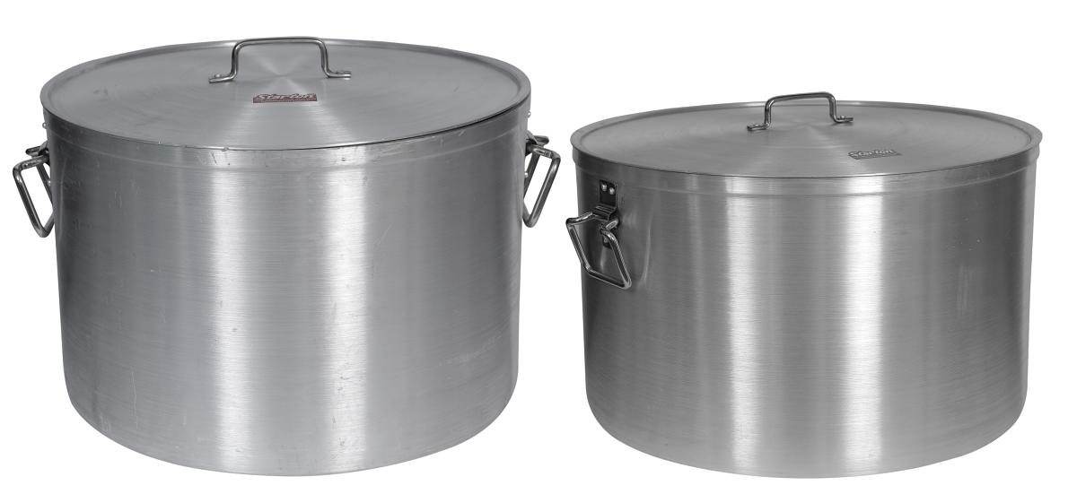 Large Aluminium Stock Pots / Sauce Pots / Patila w/ Lids (Pack of 2) #56670