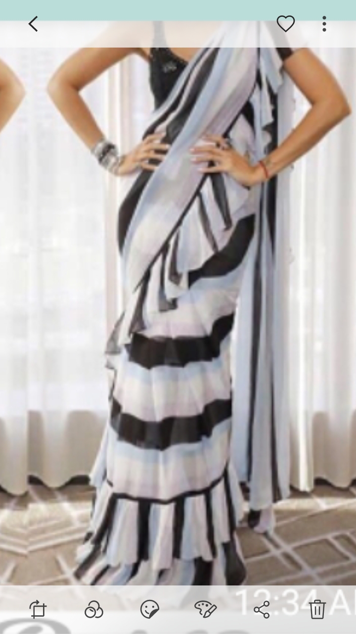 black and white party wear saree