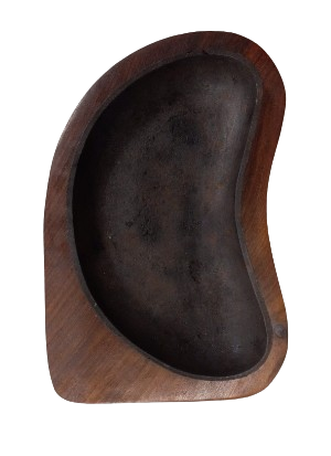 Sizzler Plate/Tray w/ Wooden Base in Moon Shape Iron Plate - 9.5 x 6.5" Sizzler Plate/Tray w/ Wooden Base in Moon Shape Iron Plate - 9.5 x 6.5"