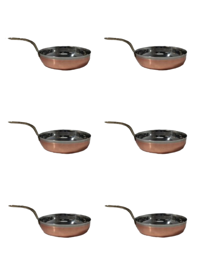 6Pcs - Copper Stainless Steel Mini Fry Pan Serving ware (Plain) - 2 Sizes 6Pcs - Copper Stainless Steel Mini Fry Pan Serving ware (Plain) - 2 Sizes