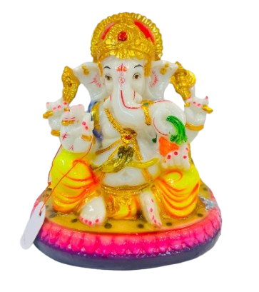 Beautiful n Colorful Fiber Medium Ganesh Statue - 7.25" # 57 Beautiful n Colorful Fiber Medium Ganesh Statue - 7.25" # 57