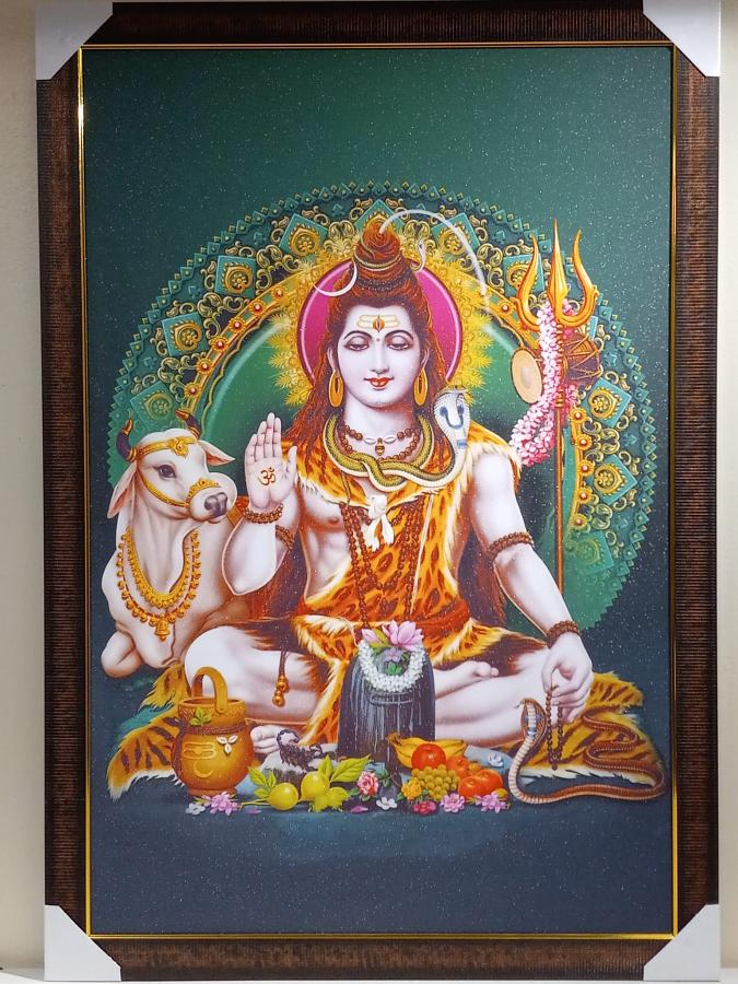 Beautiful Wooden Framed Canvas Print Picture of Shivji # 2 - 23 x 33 