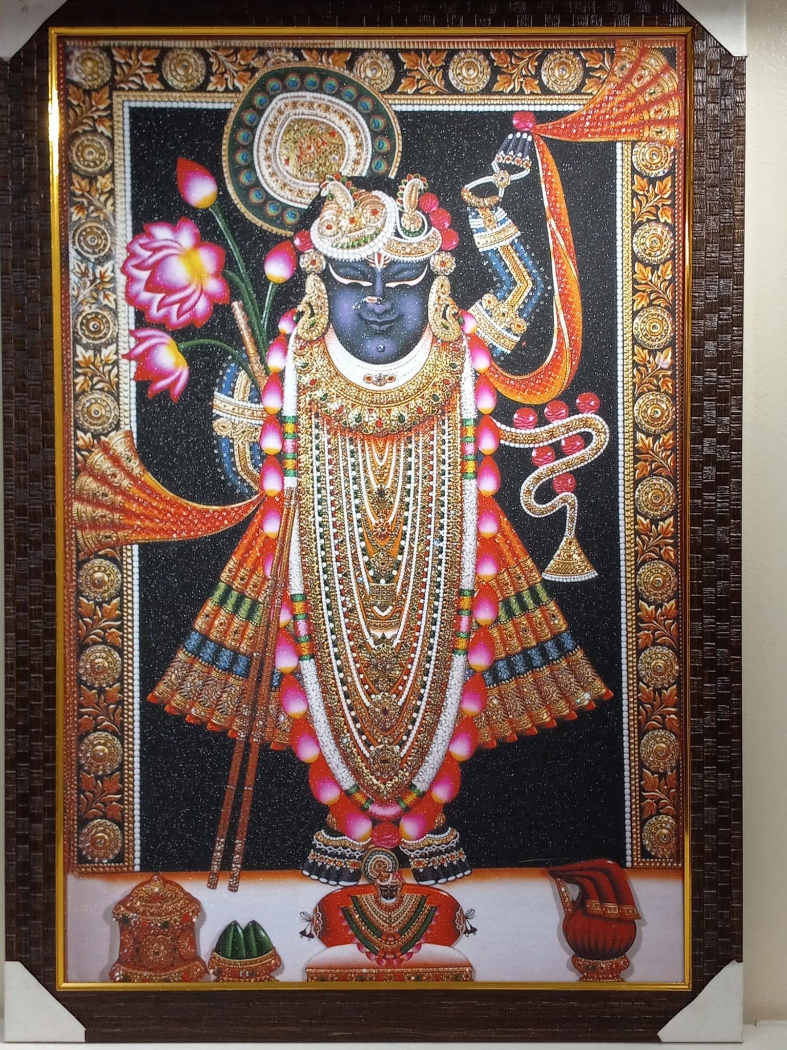 Beautiful Wooden Framed Canvas Print Picture of ShreeNathji # 2 - 23 x 33" Beautiful Wooden Framed Canvas Print Picture of ShreeNathji # 2 - 23 x 33"