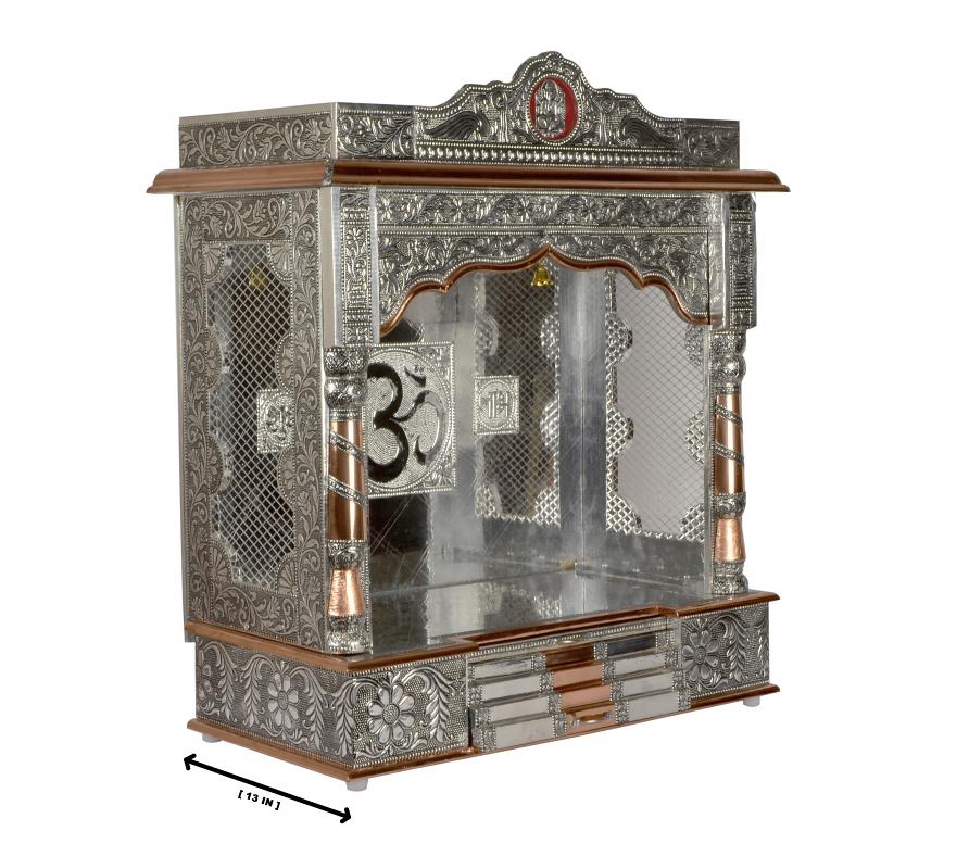 Oxidized Metal Carved Hindu Pooja Temple W Steps 26 X 13 X 29