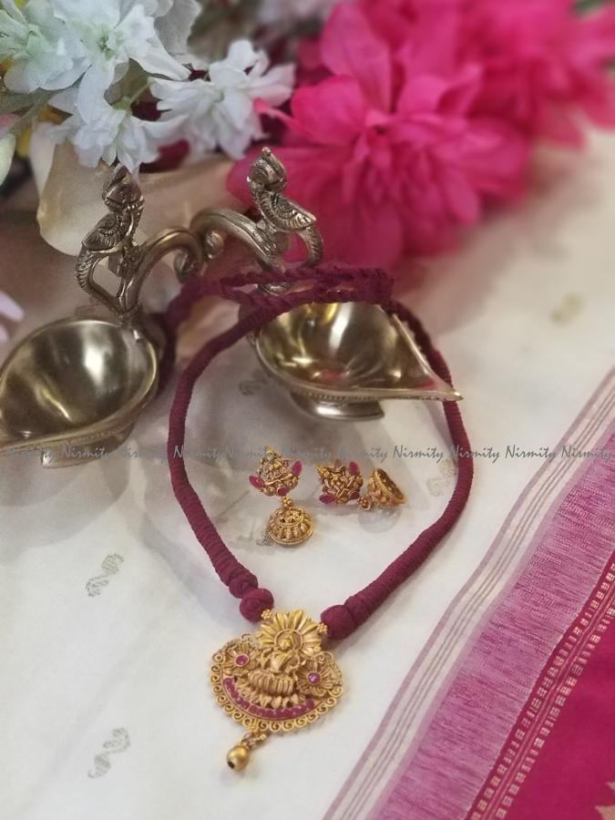Black Thread Jewelry-Mahalaksmi Pendant-Indian Jewelry-Choker