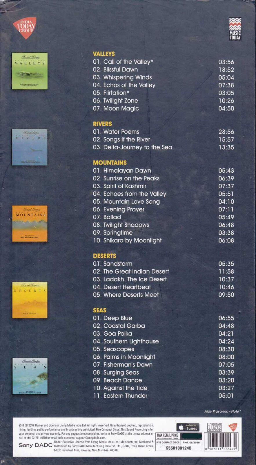 Sound Scapes Music - Valleys Rivers Mountains Deserts Seas Hindi 5 CD Set